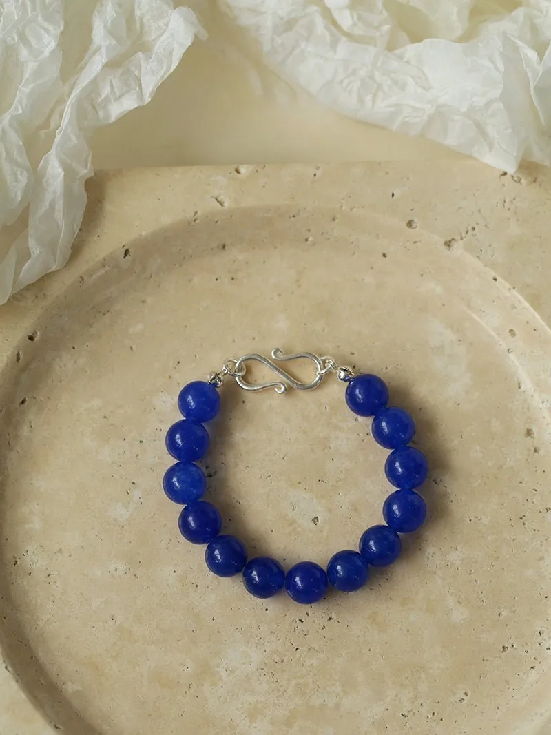 Blue Onyx Beaded Figure 8 Buckle Bracelet