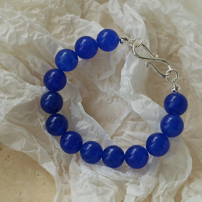 Blue Onyx Beaded Figure 8 Buckle Bracelet