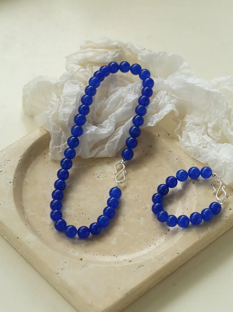Blue Onyx Beaded Figure 8 Buckle Bracelet
