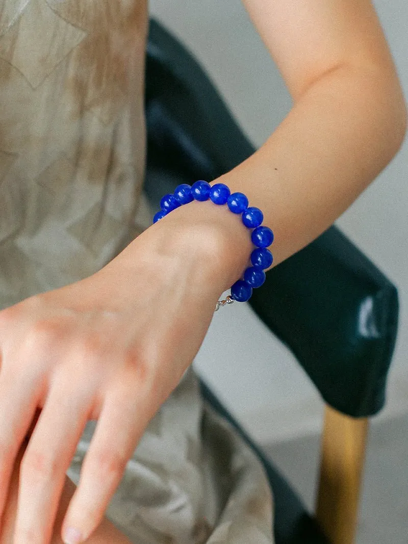 Blue Onyx Beaded Figure 8 Buckle Bracelet
