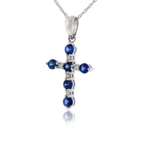 Blue Sapphire and Diamond Cross Pendant