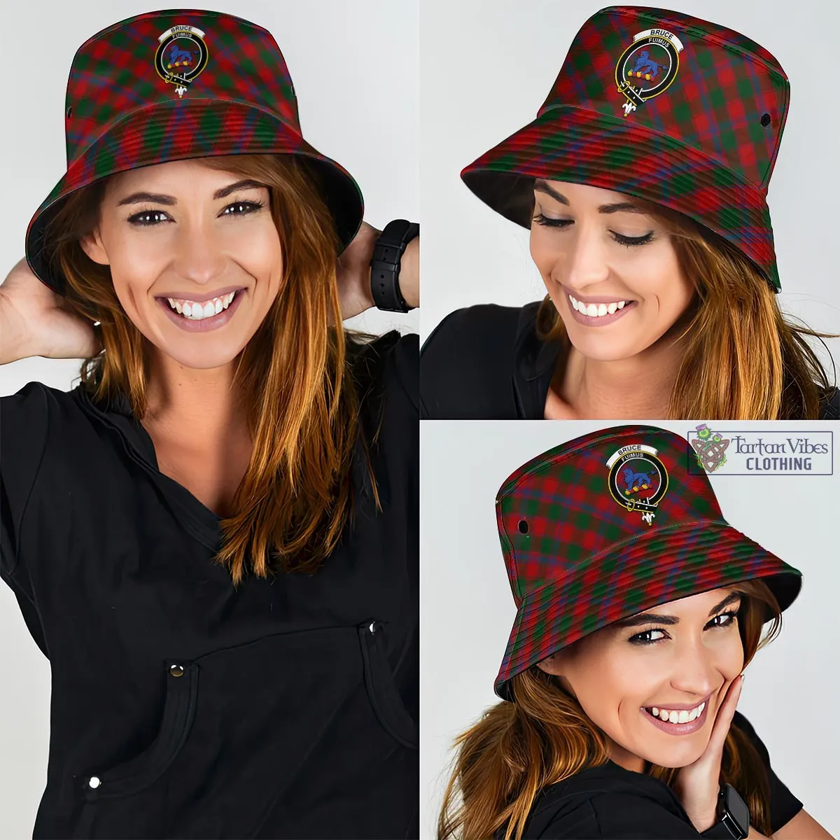 Bruce Old Tartan Bucket Hat with Family Crest