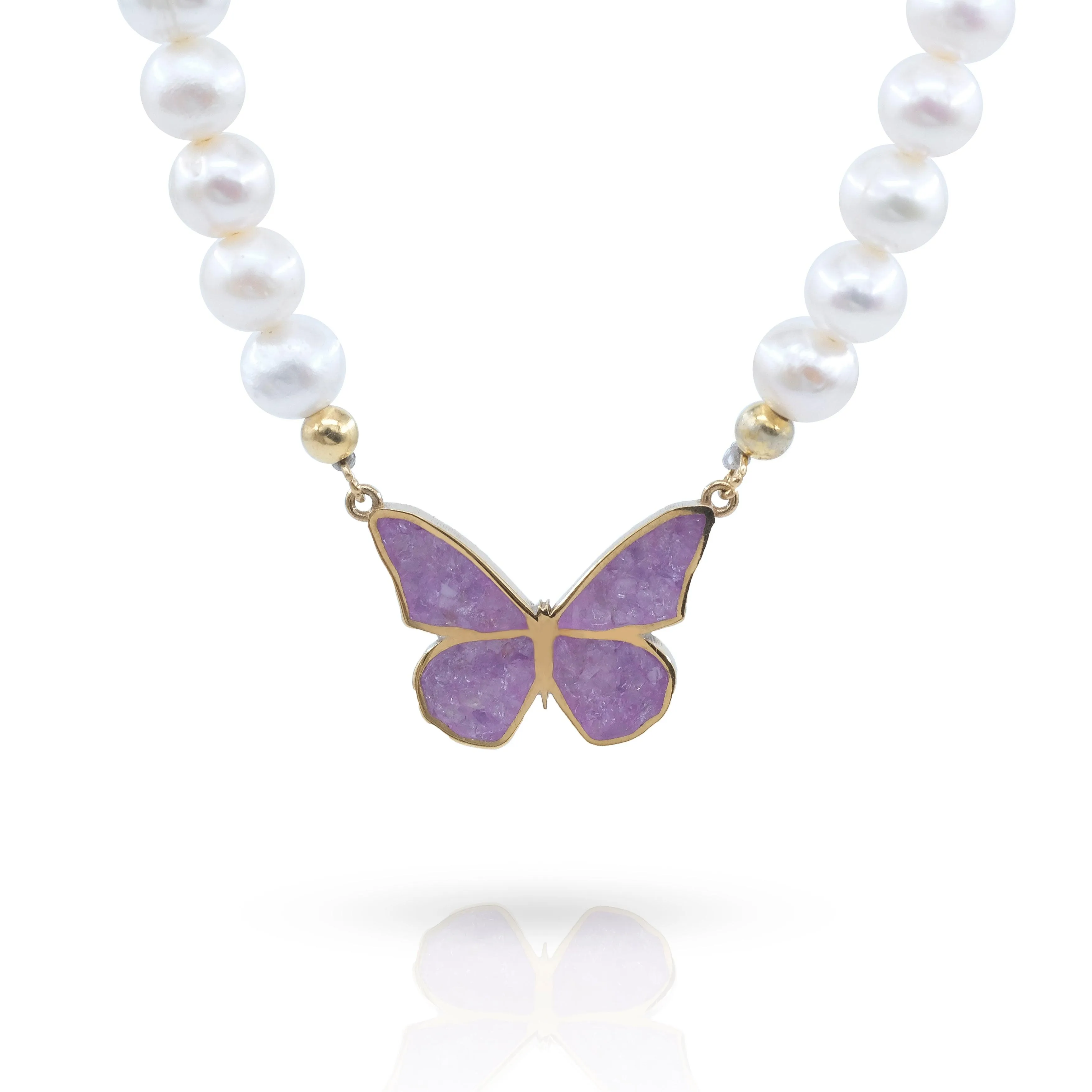 Butterfly Gemstone Pearl Necklace