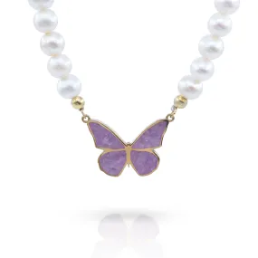 Butterfly Gemstone Pearl Necklace