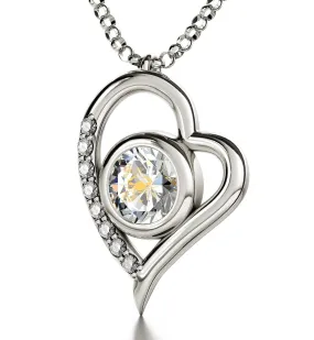 Cancer Sign, 14k White Gold Diamonds Necklace, Swarovski