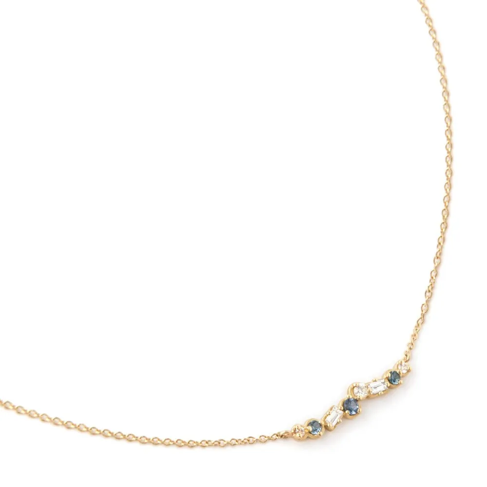 Cascade Diamond & Blue Sapphire Necklace