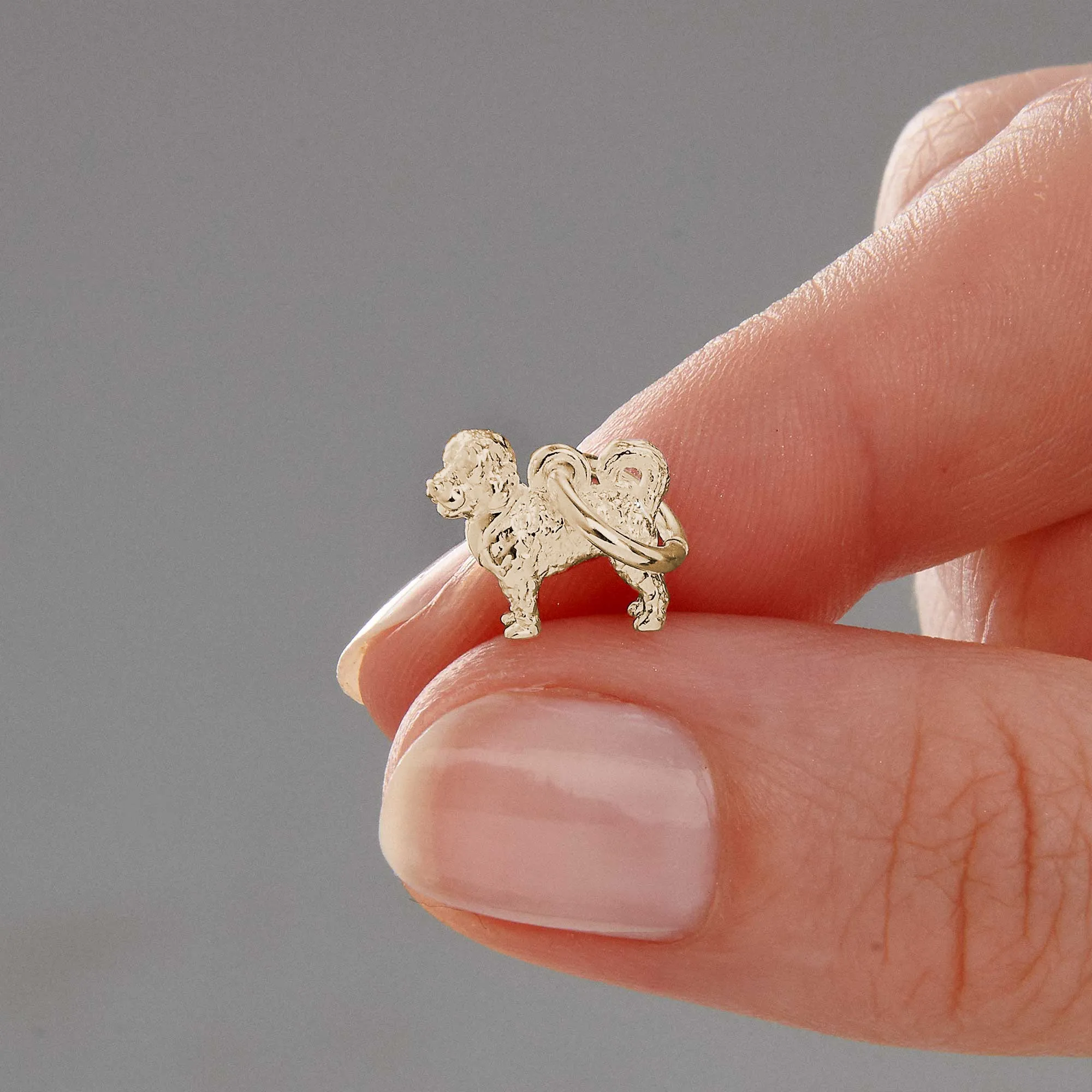 Cavapoo Solid Gold Dog Charm