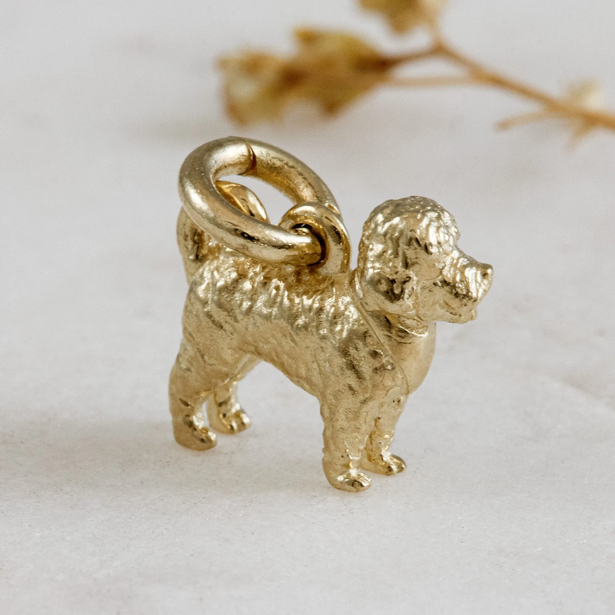Cavapoo Solid Gold Dog Charm