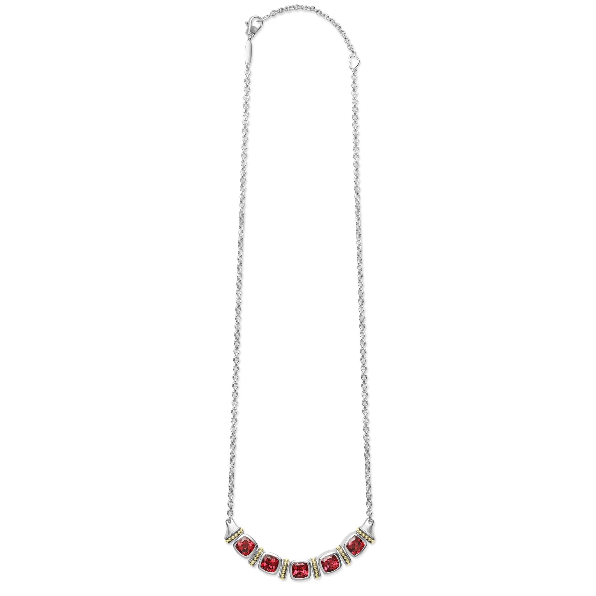 Caviar Color Rhodolite Garnet Five Station Necklace