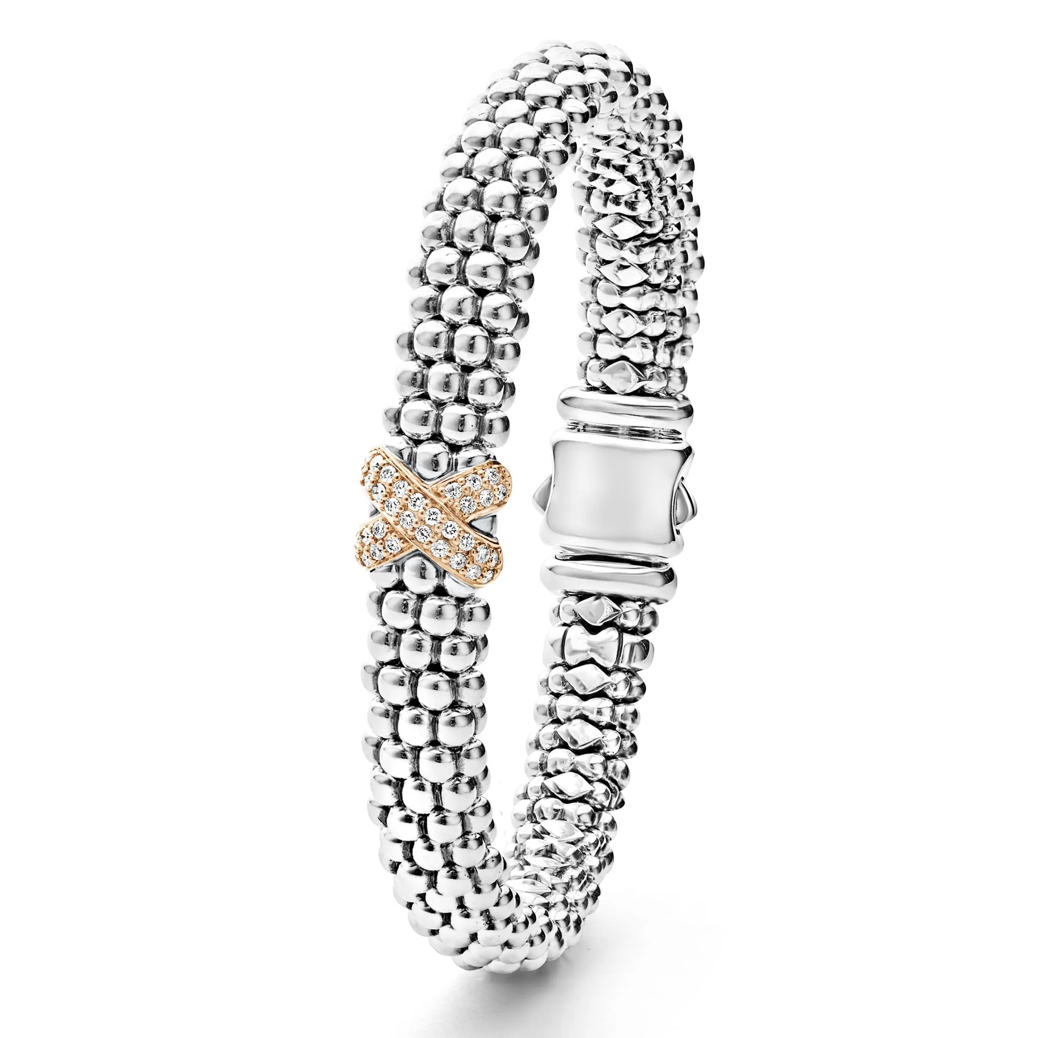 Caviar Lux Rose Gold X Diamond Bracelet