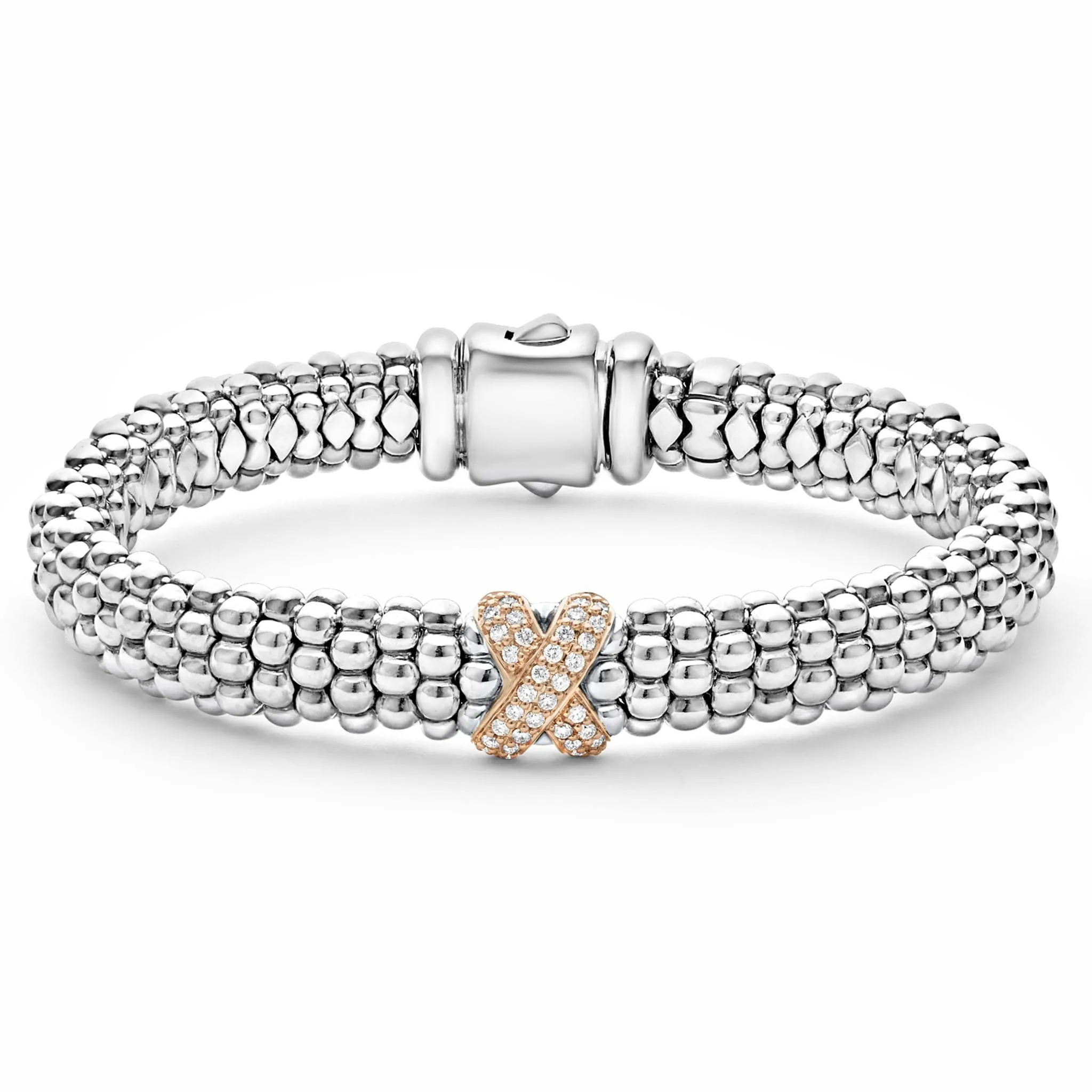 Caviar Lux Rose Gold X Diamond Bracelet