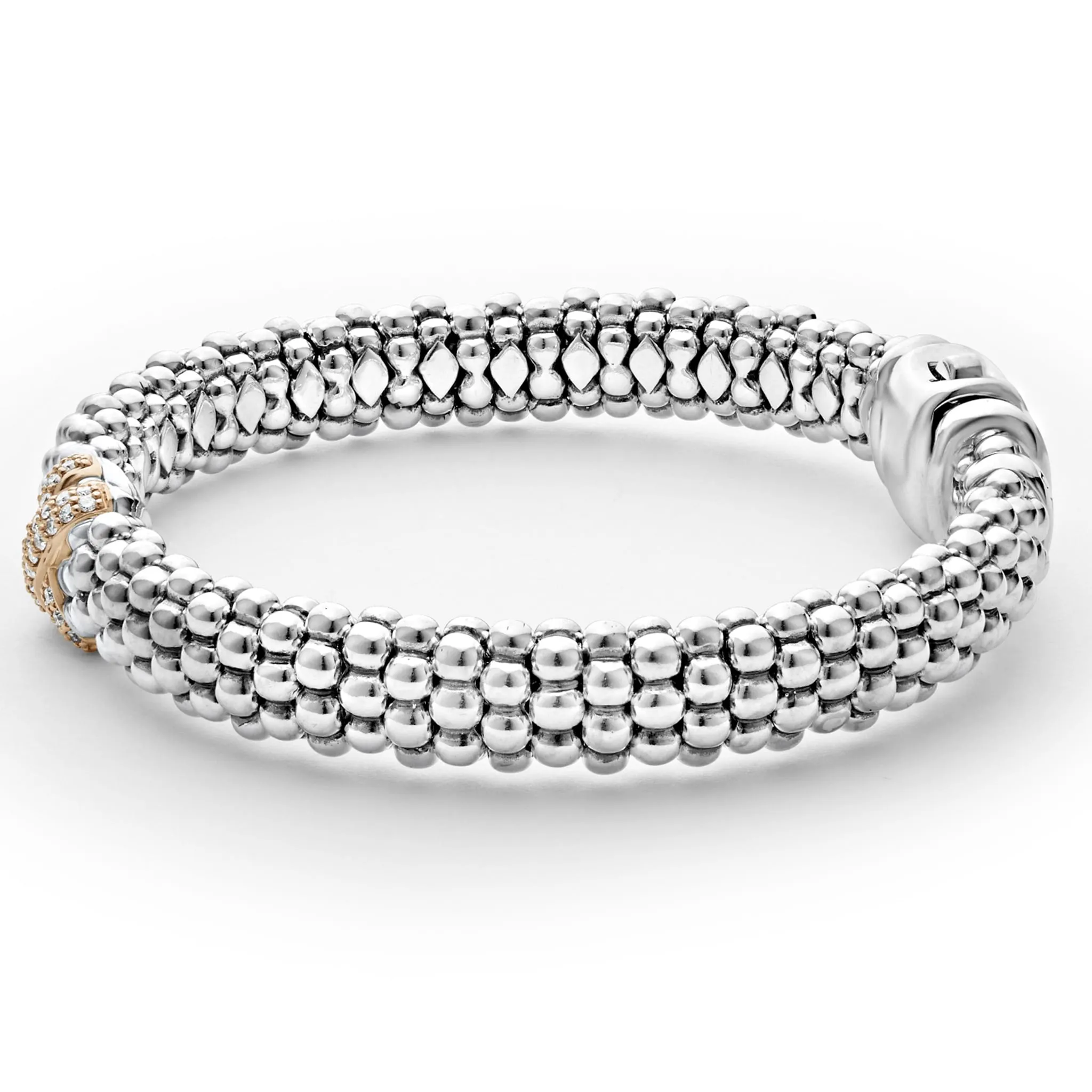 Caviar Lux Rose Gold X Diamond Bracelet