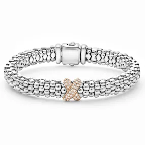 Caviar Lux Rose Gold X Diamond Bracelet