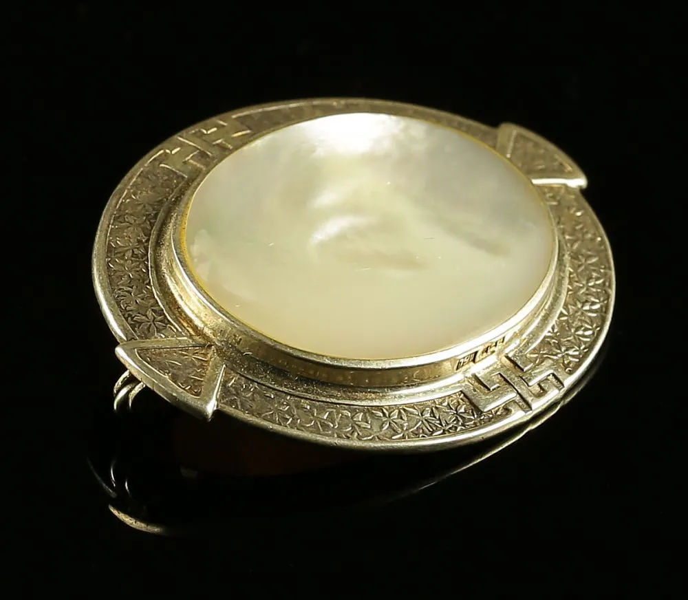 Celtic Silver  Mother Of Pearl Brooch