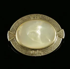 Celtic Silver  Mother Of Pearl Brooch