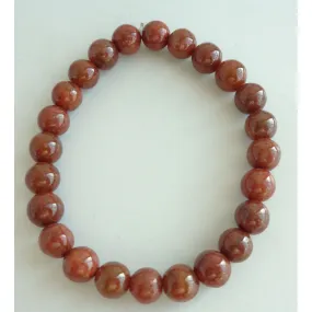 Certified Red Orange Natural A Jade Jadeite Carved 7.5mm Bead Stretch Bracelet