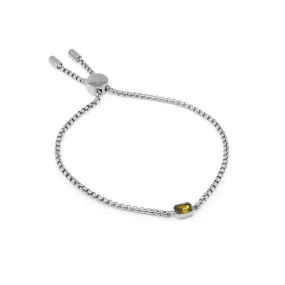 Children's August Peridot Birthstone Bracelet - Silver