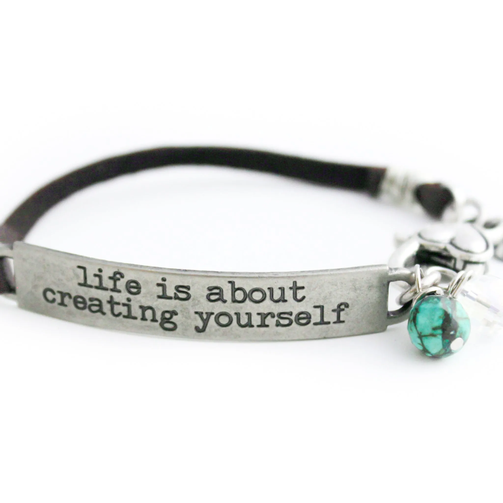 Chocolate Brown Inspirational Quote Bracelet
