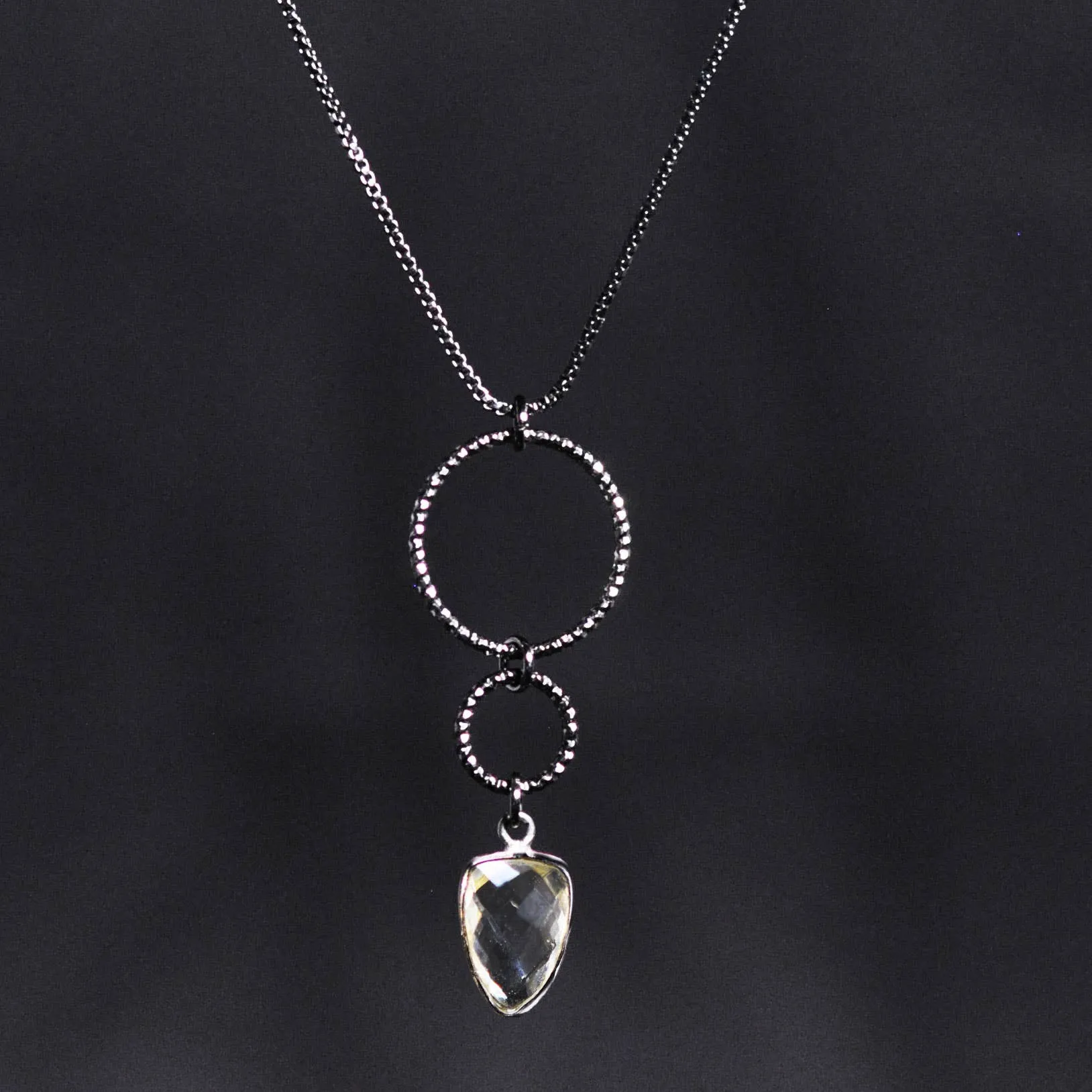 Circle Drop Necklace (Crystal Trillion)