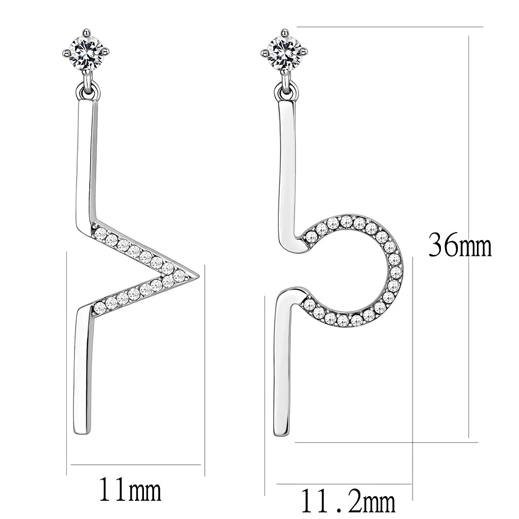 CJ191 Wholesale Women's Stainless Steel AAA Grade CZ Clear VO Earrings