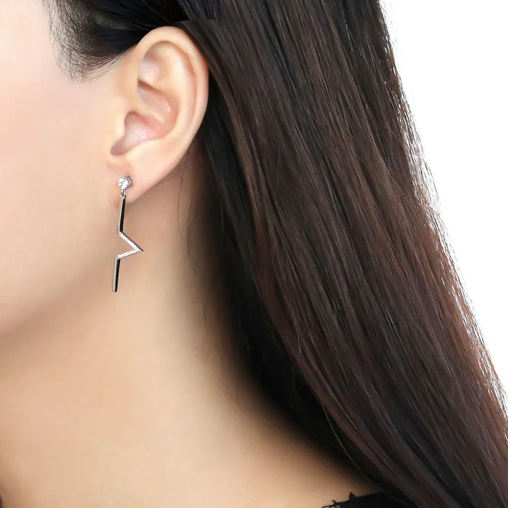 CJ191 Wholesale Women's Stainless Steel AAA Grade CZ Clear VO Earrings