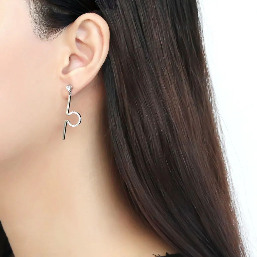CJ191 Wholesale Women's Stainless Steel AAA Grade CZ Clear VO Earrings