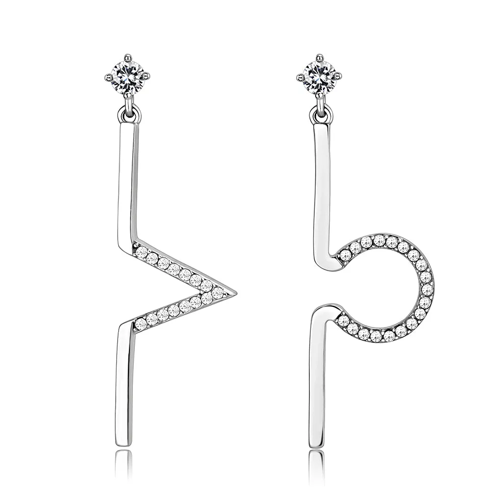 CJ191 Wholesale Women's Stainless Steel AAA Grade CZ Clear VO Earrings