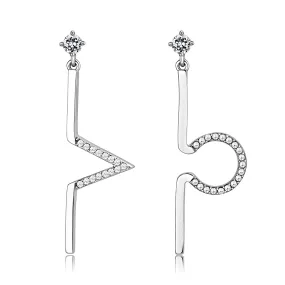 CJ191 Wholesale Women's Stainless Steel AAA Grade CZ Clear VO Earrings