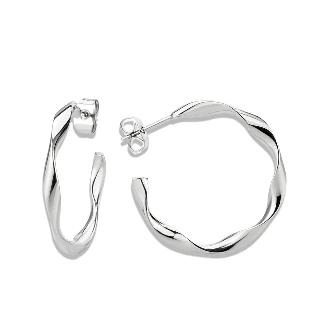 CJ3850 Wholesale Women's Minimalist Stainless Steel Swirl Earrings