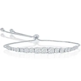 Classic Women's Bracelet - Sterling Silver Round Graduating CZ Bolo Tennis | T-7699