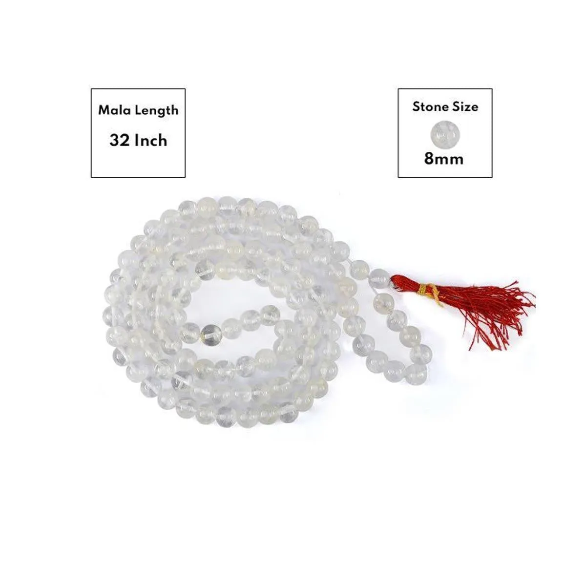 Clear Quartz Crystal Beads Mala