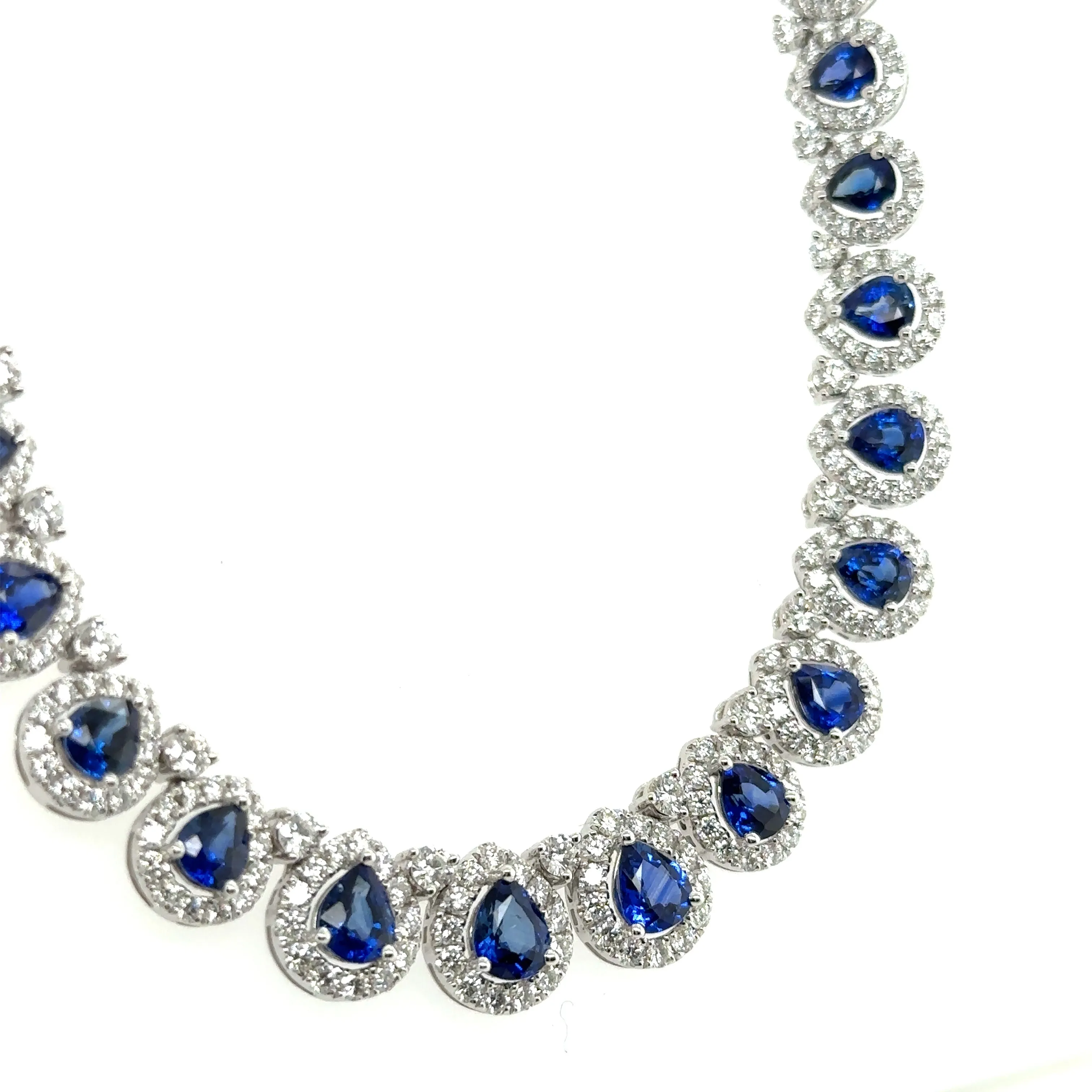 Copy of 27.65carat Pear shape Diamond and Royal Blue Sapphire Statement Necklace