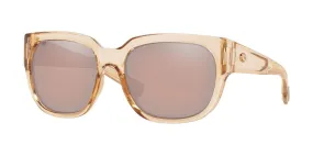 Costa Del Mar Womens WaterWoman 2 Shiny Blonde Crystal Frames - Copper Silver Mirror Plastic Lens - Polarized Sunglasses