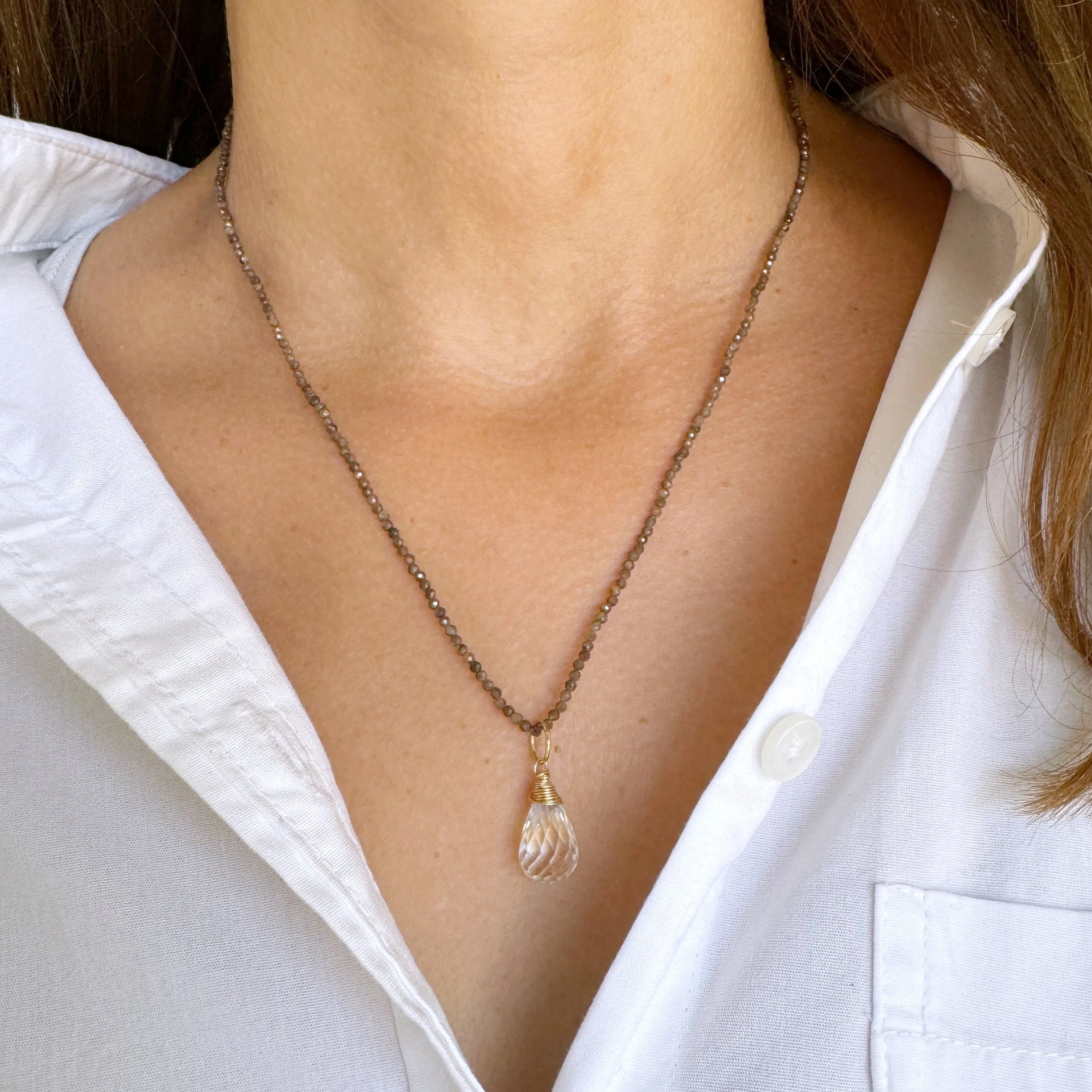 Crystal Quartz Drop Bijou Charm