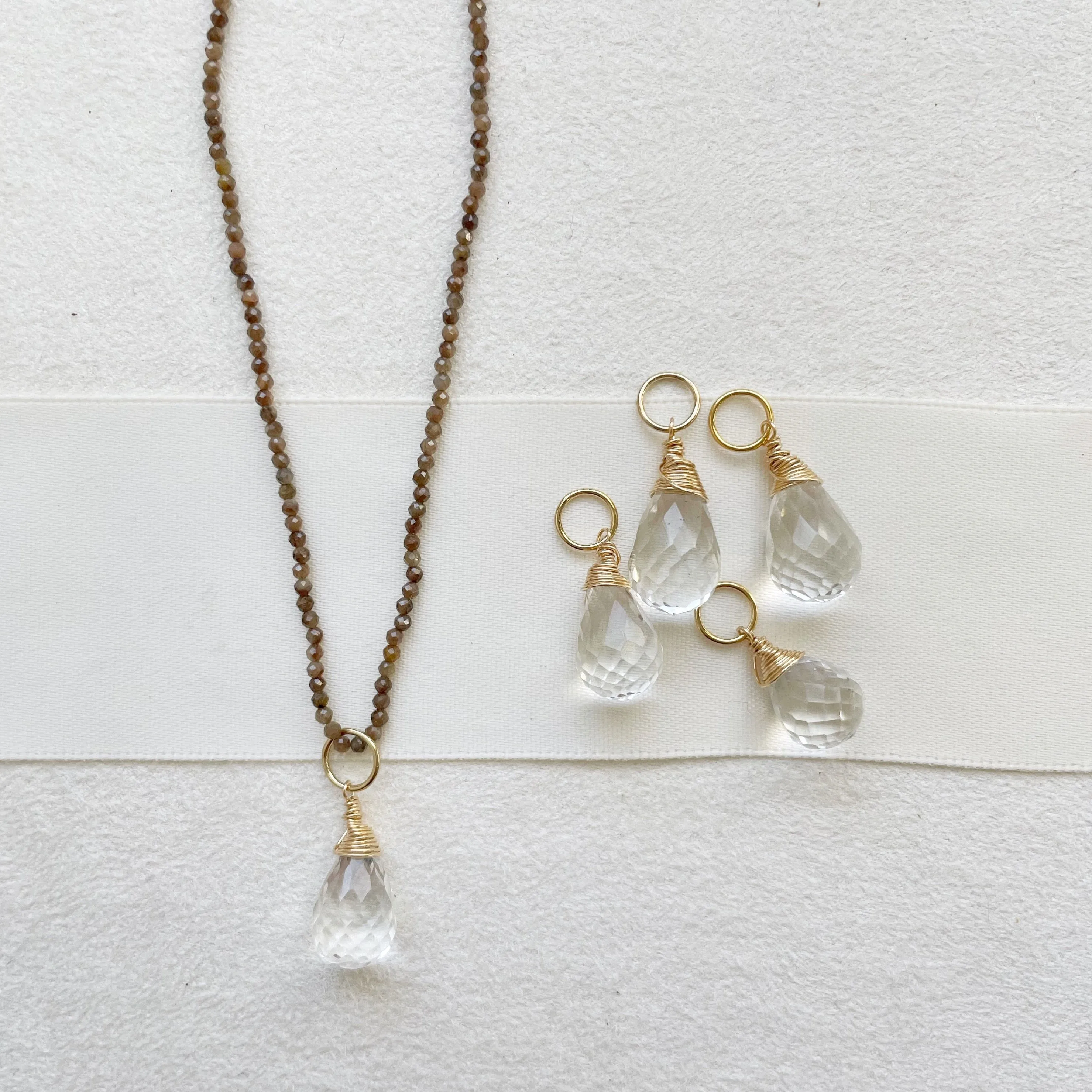 Crystal Quartz Drop Bijou Charm