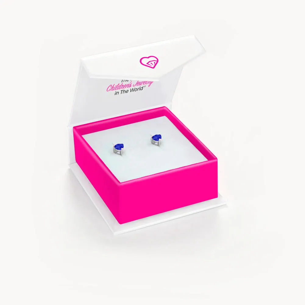 CZ Heart Solitaire 4mm Baby / Toddler / Kids Earrings Screw Back - Sterling Silver