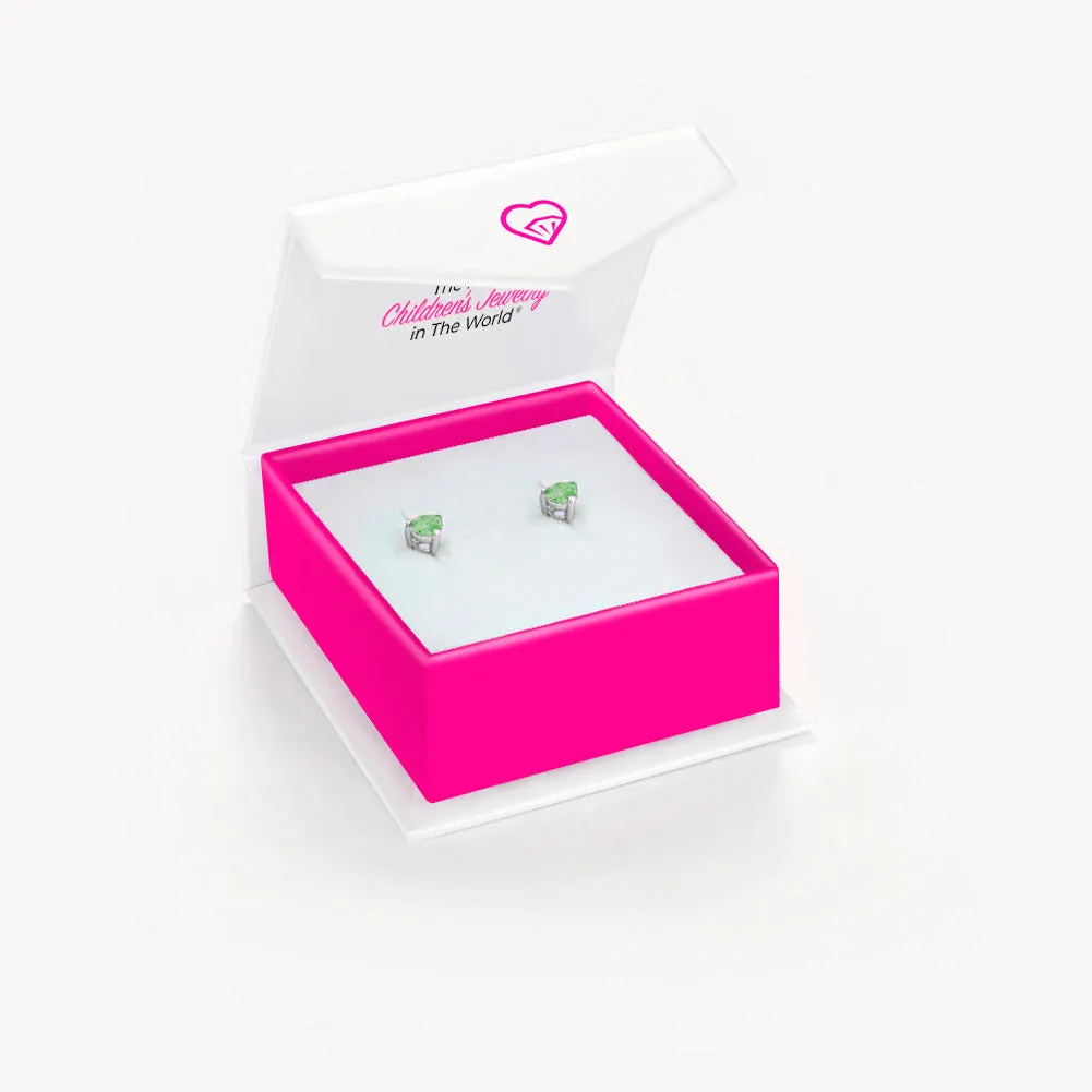 CZ Heart Solitaire 4mm Baby / Toddler / Kids Earrings Screw Back - Sterling Silver