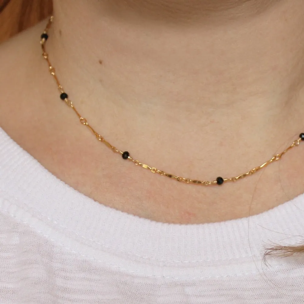 Dapped Bar with Gemstone Necklace