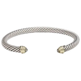 David Yurman 5mm Peridot 14K & Sterling Silver Cable Cuff Bracelet