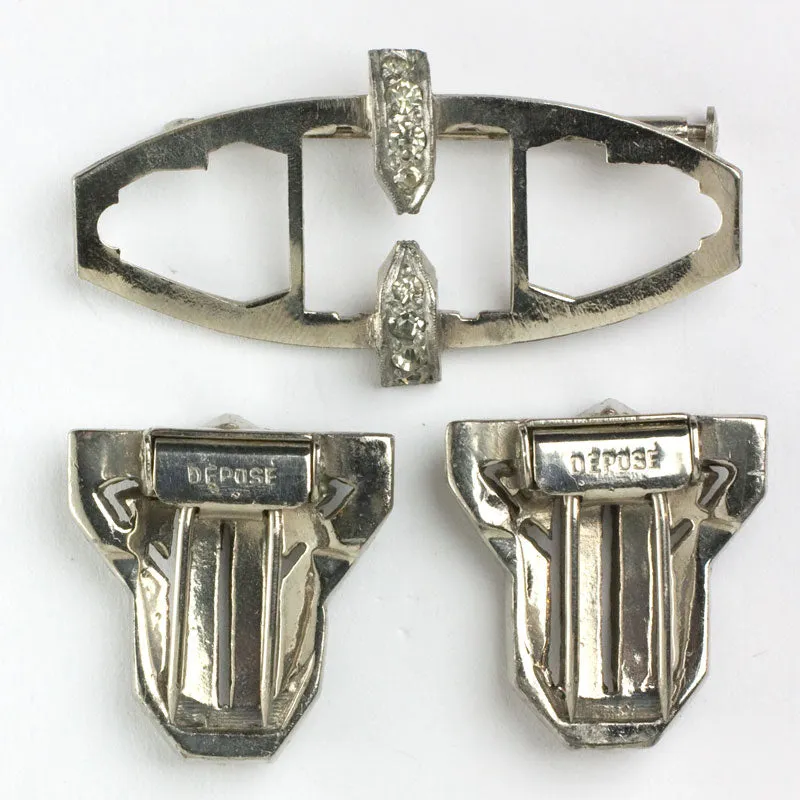Diamanté French Brooch or Pair of Clips