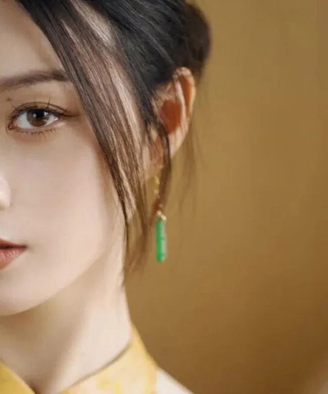 DIY Dry Green Jade Agate Graphic Drop Earrings LY2018