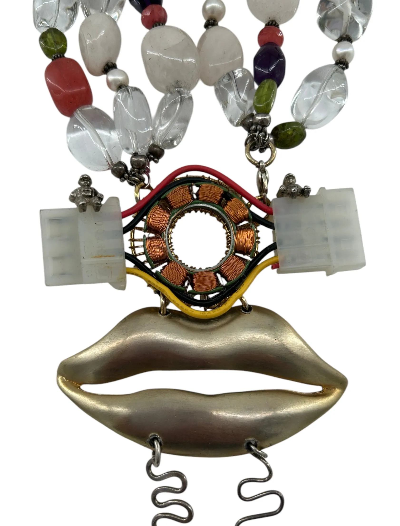 DL Ridge '93 Modernist Surreal Mixed-Media Lip Necklace
