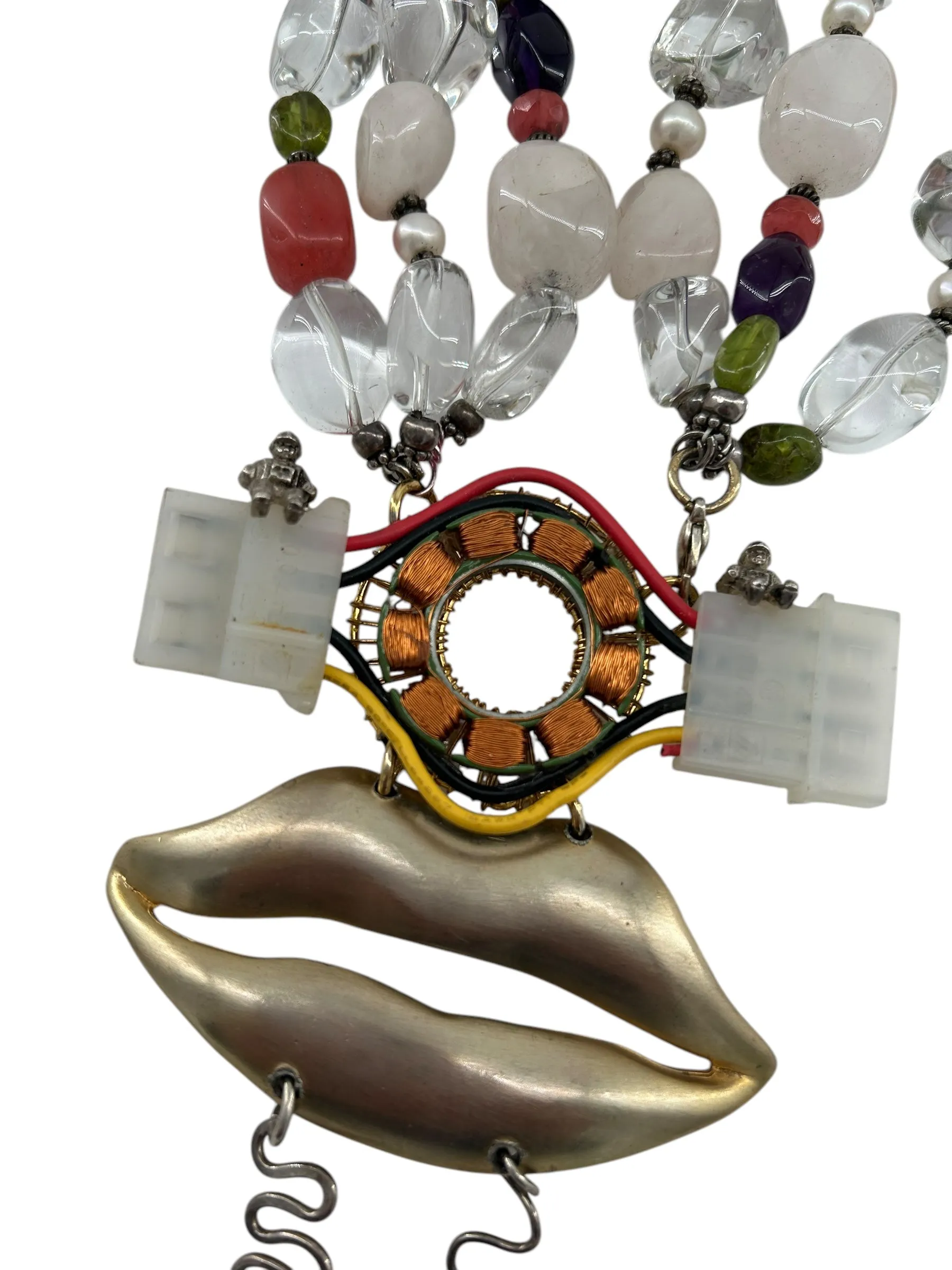 DL Ridge '93 Modernist Surreal Mixed-Media Lip Necklace