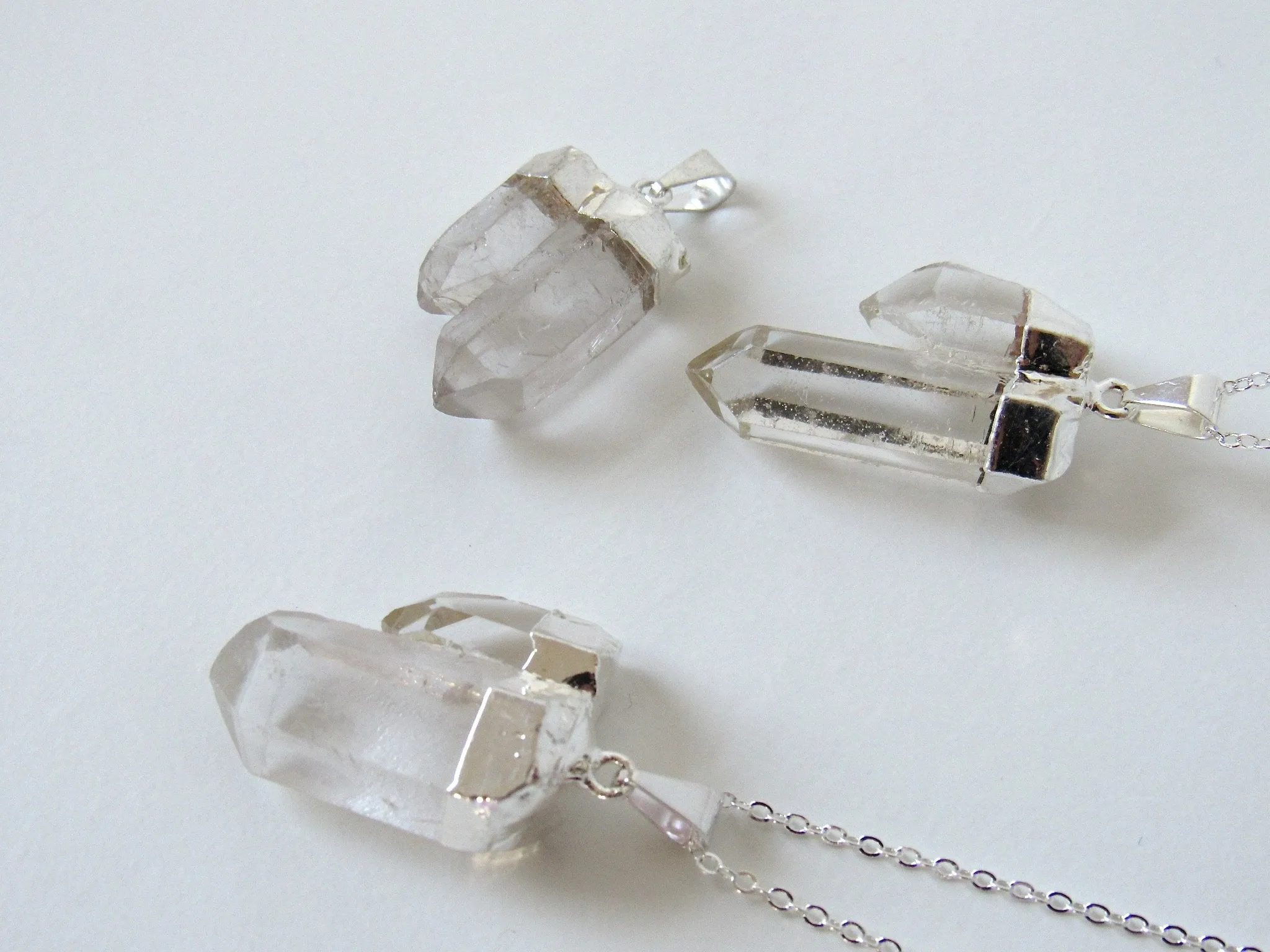 Double Quartz Point Necklaces (Silver)