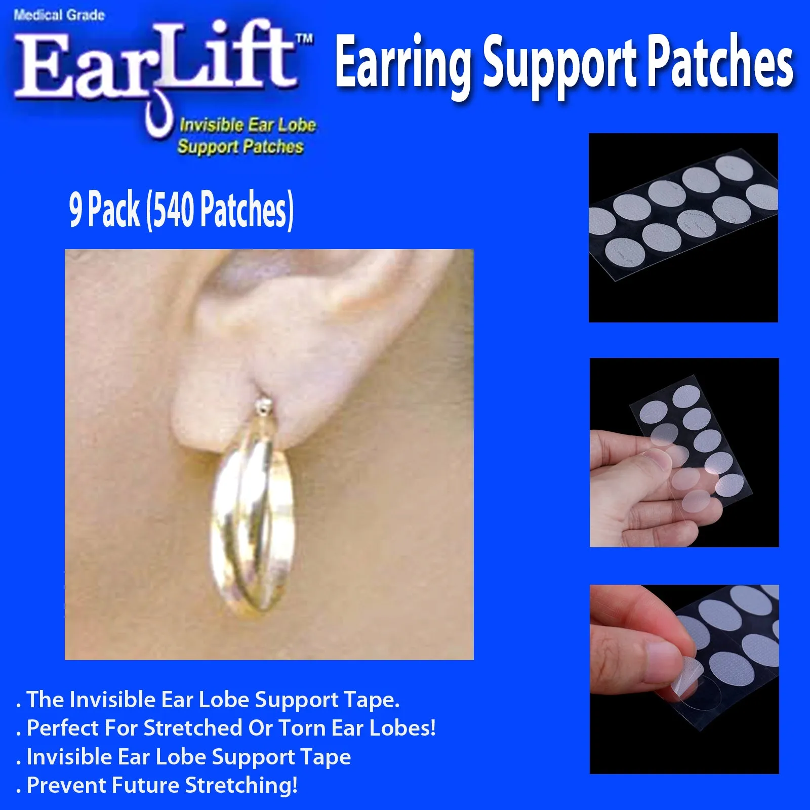 Earlift Earring Support Patches - 9 Pack (540 patches)