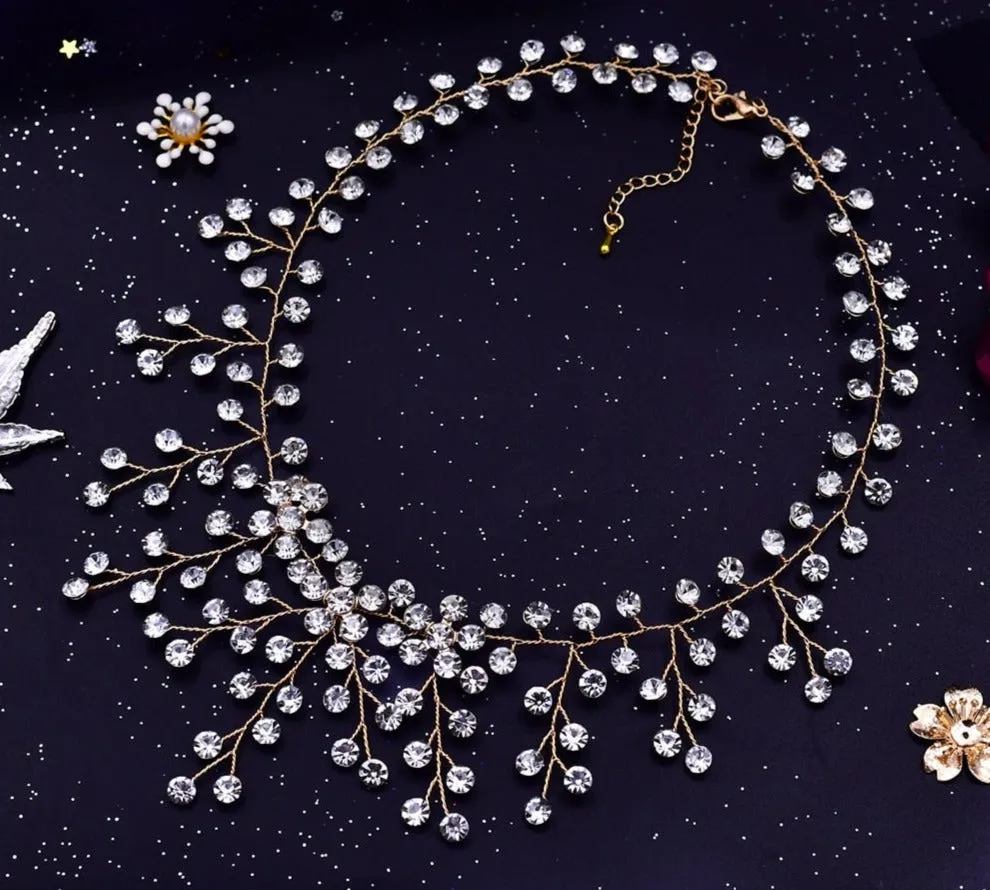 Elegant Crystal Clavicle Bead Chain Choker Bridal Jewelry Necklace
