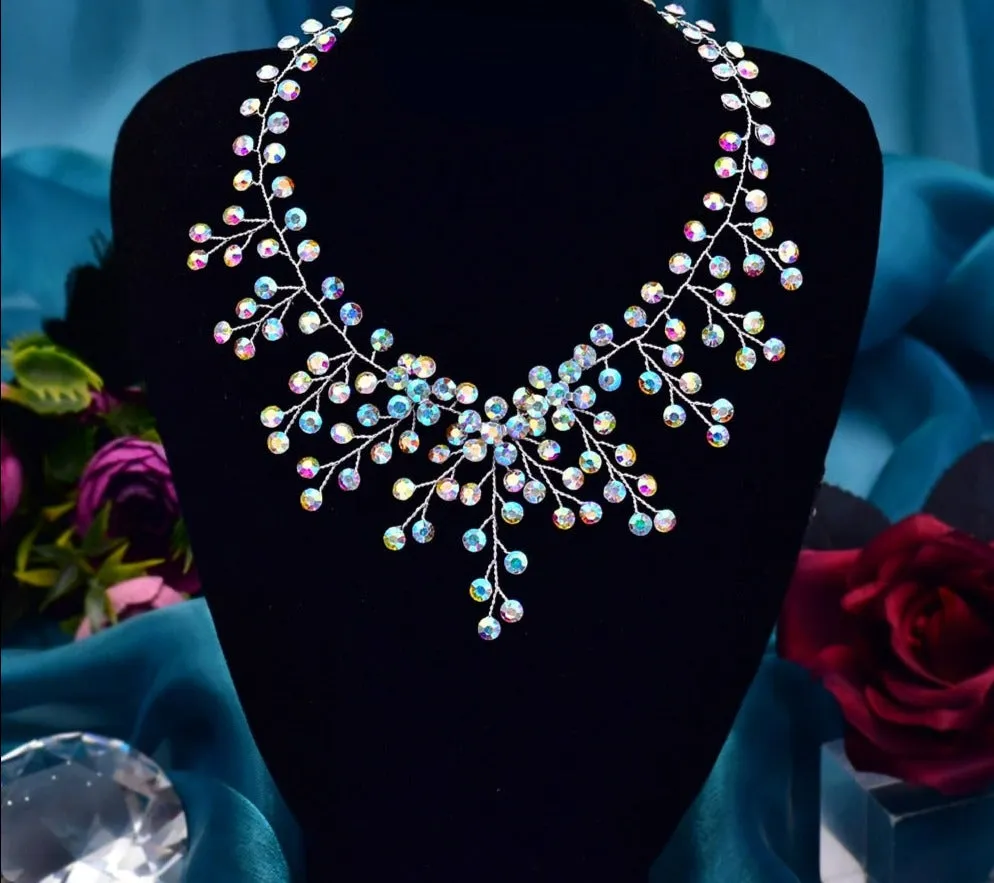 Elegant Crystal Clavicle Bead Chain Choker Bridal Jewelry Necklace