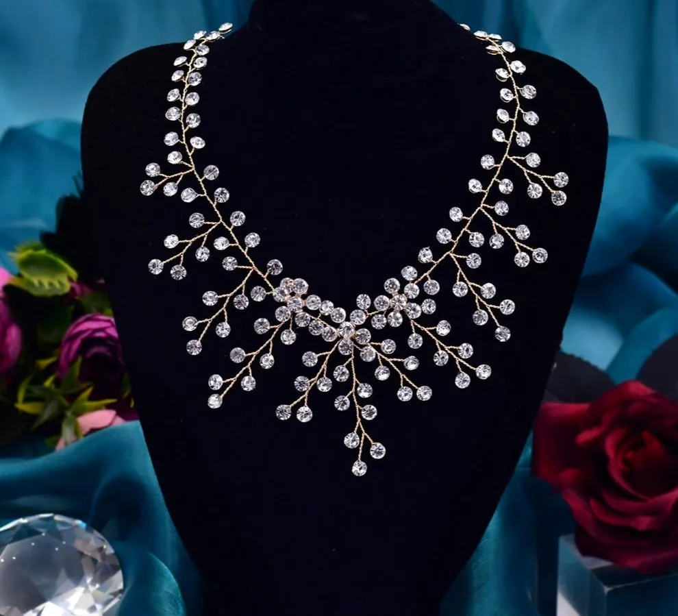 Elegant Crystal Clavicle Bead Chain Choker Bridal Jewelry Necklace