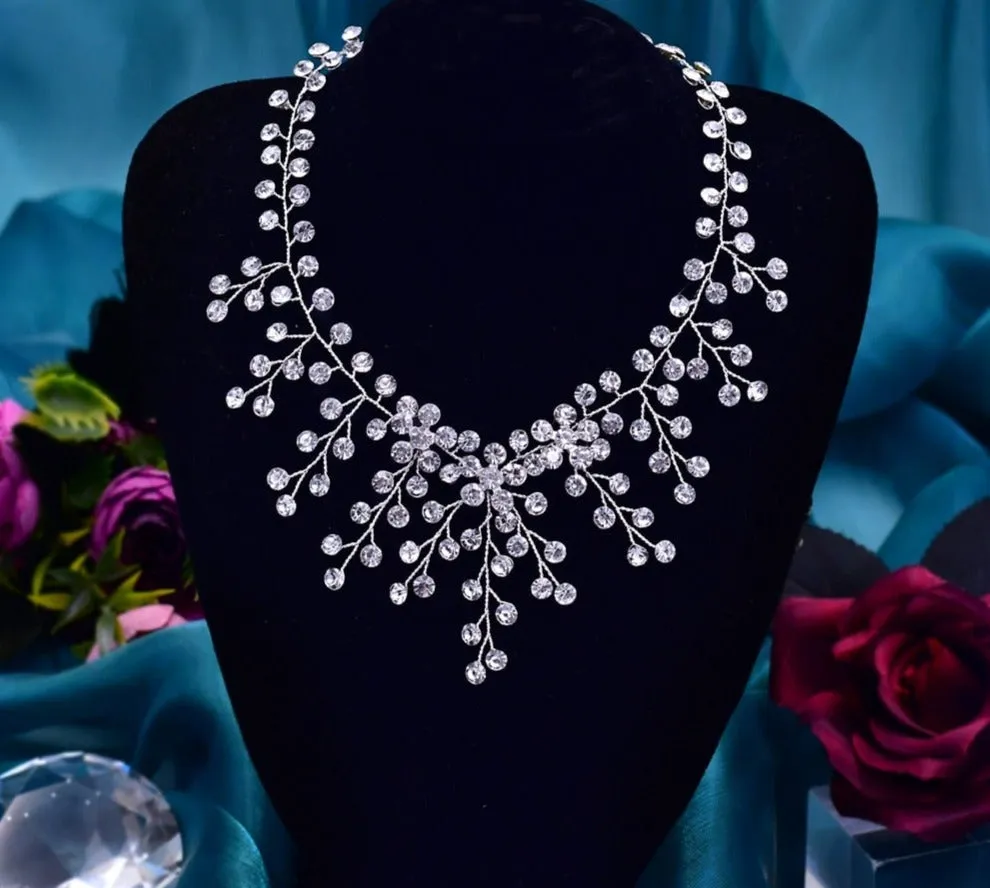 Elegant Crystal Clavicle Bead Chain Choker Bridal Jewelry Necklace