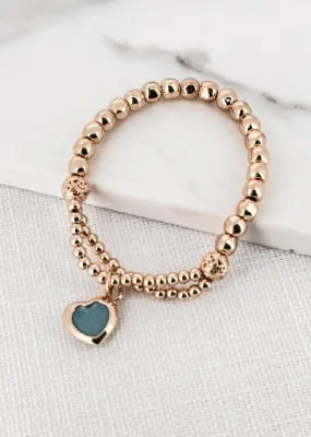 Envy Gold Beaded Heart Bracelet